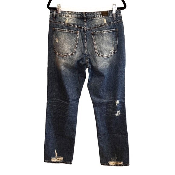 Flamingo Jeans Womens L‎ Mid Rise Straight Leg Rigid Denim Destroyed NWOT - Picture 3 of 12